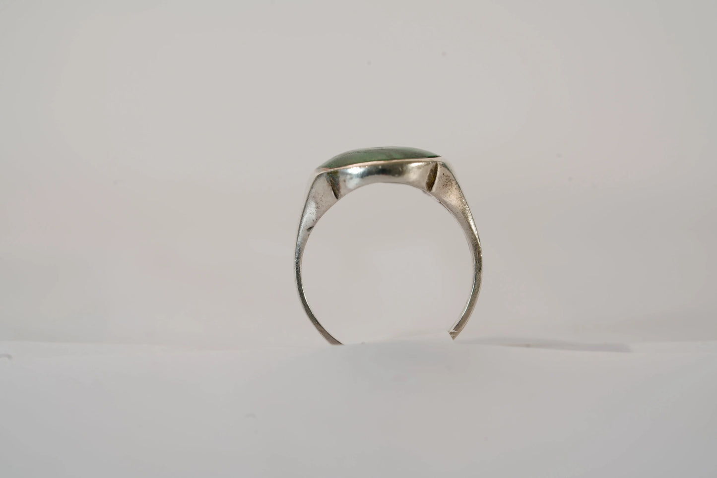 Chevalière en Argent avec Pierre verte Ma boutique