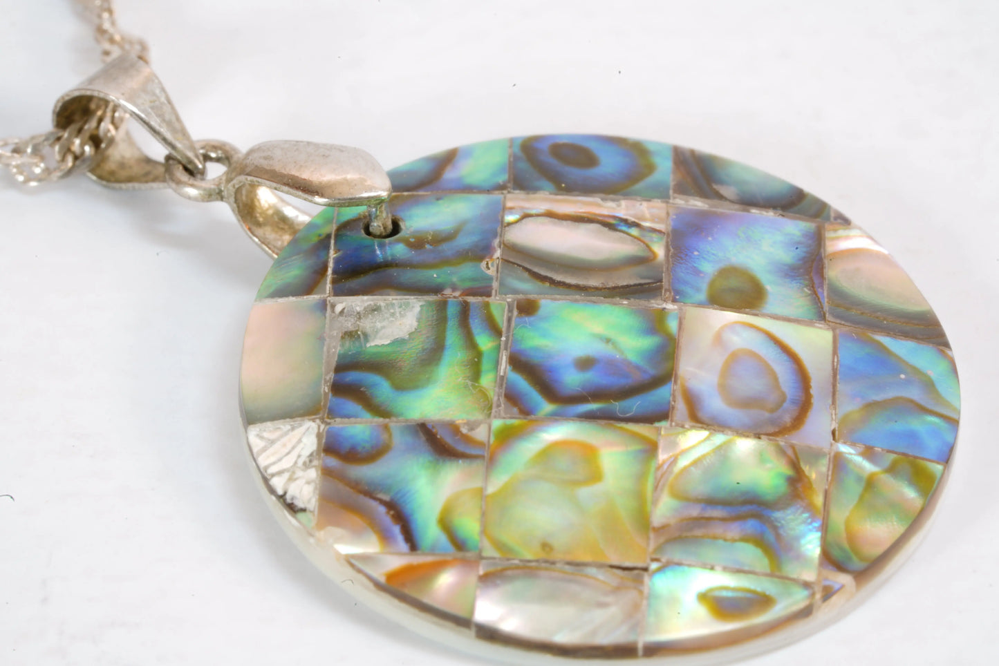 Collier en Argent avec pendentif indépendant en nacre colorée, chaîne maille corde creuse Ma boutique