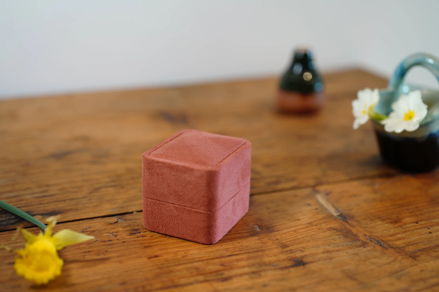 Boîtes à Bague aspect suédine couleur terracotta Max & Lucie