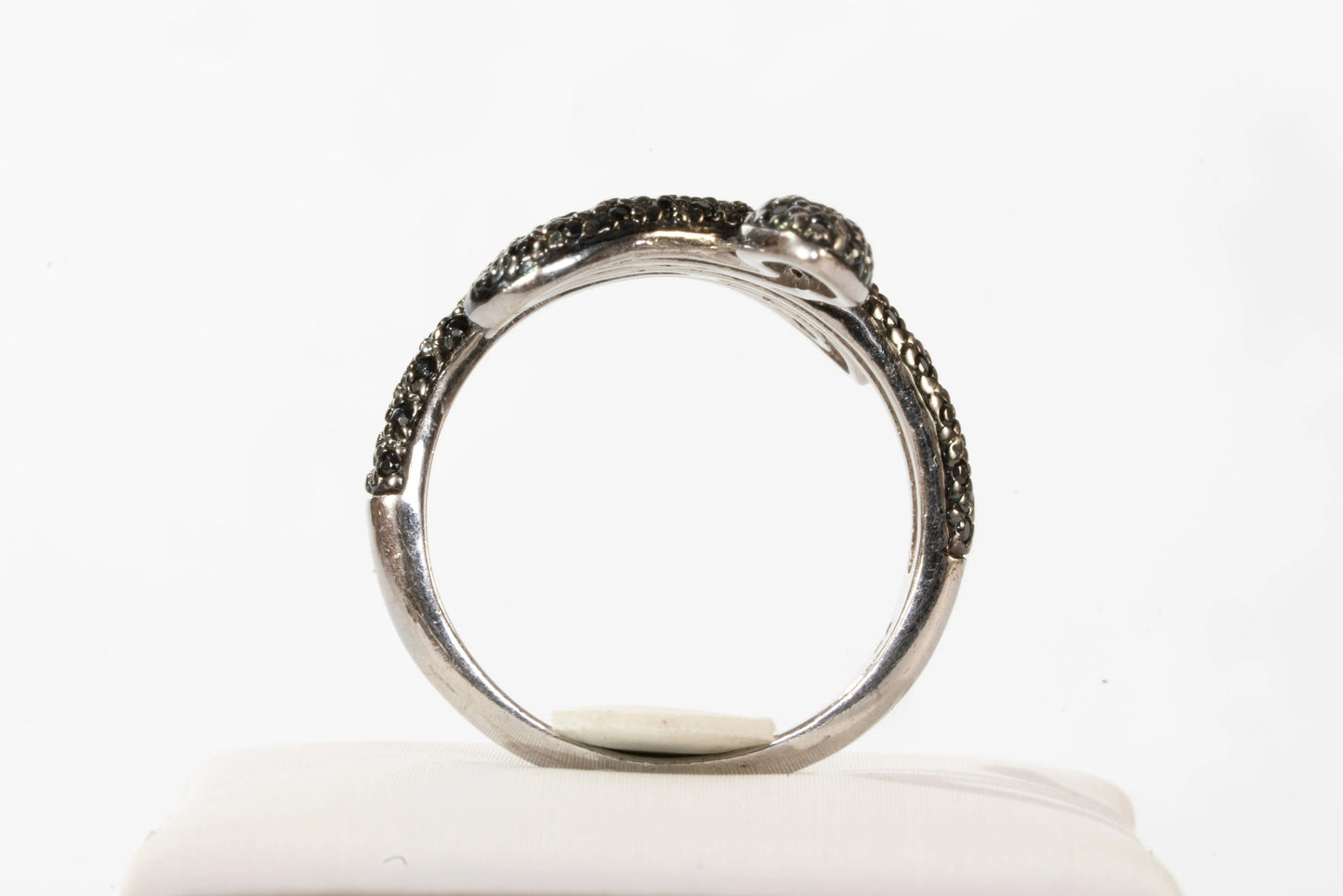 Bague en Argent motif serpent avec pierres de Zirconium noires Ma boutique