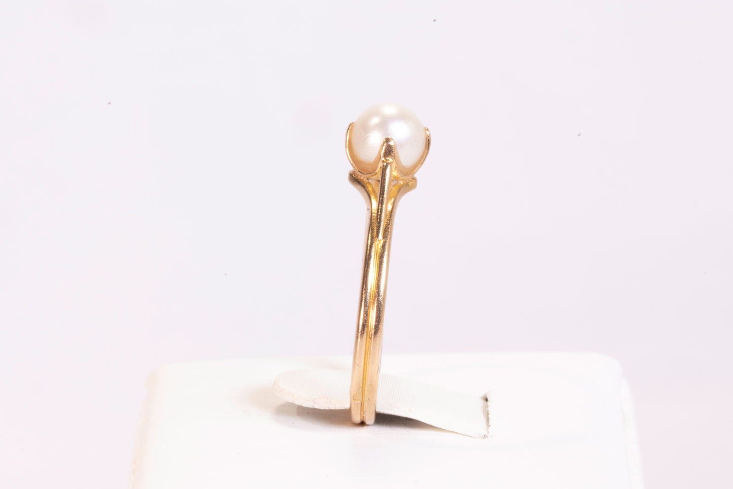 Solitaire Perle de Culture Monture Épaulée Or Jaune 18K