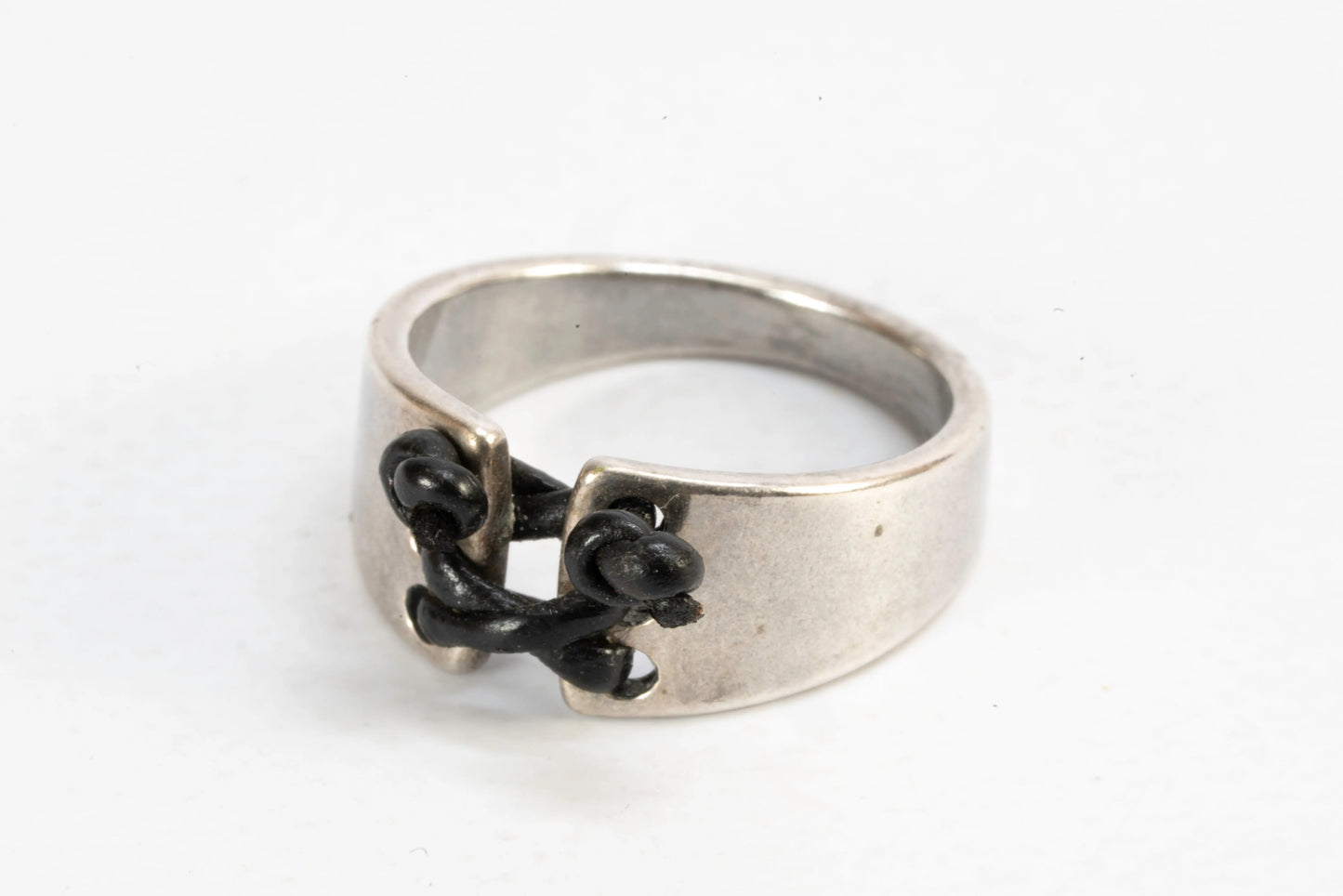 Bague en Argent avec lien en cuir Ma boutique