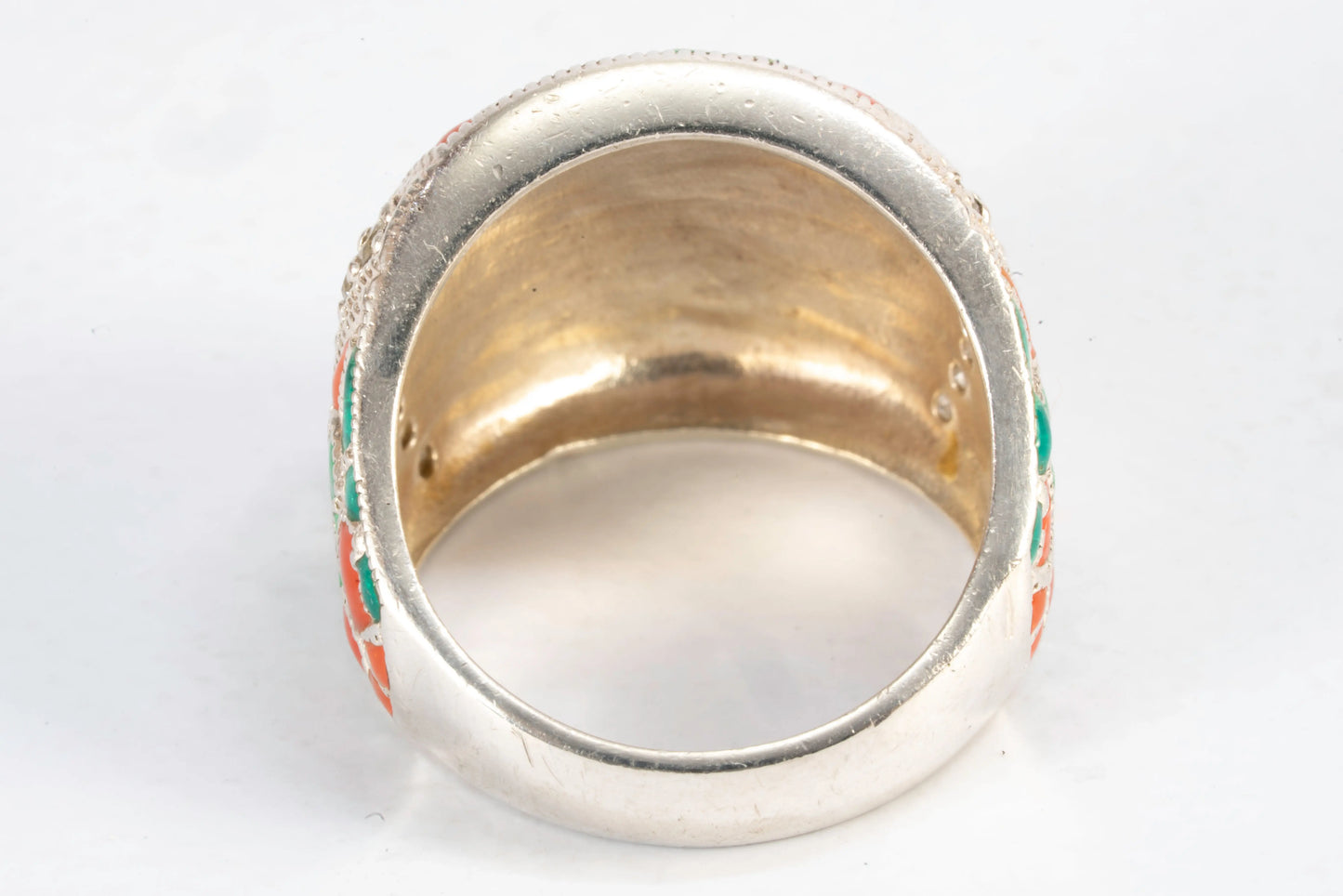 Bague en Argent avec motifs fleurs en émail coloré et pierres de Zirconium Max & Lucie