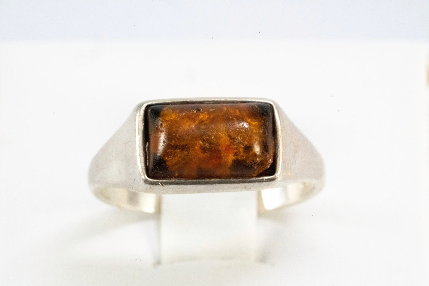 Bague en Argent avec pierre Ambre orange Ma boutique