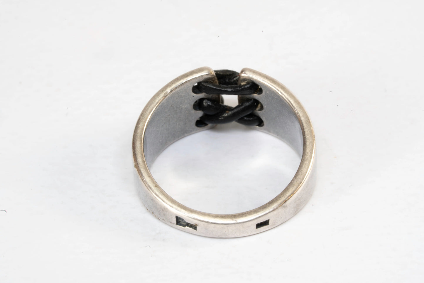 Bague en Argent avec lien en cuir Ma boutique