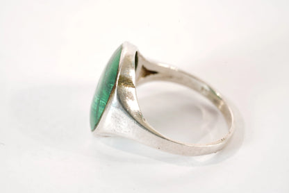 Chevalière en Argent avec Pierre verte Ma boutique