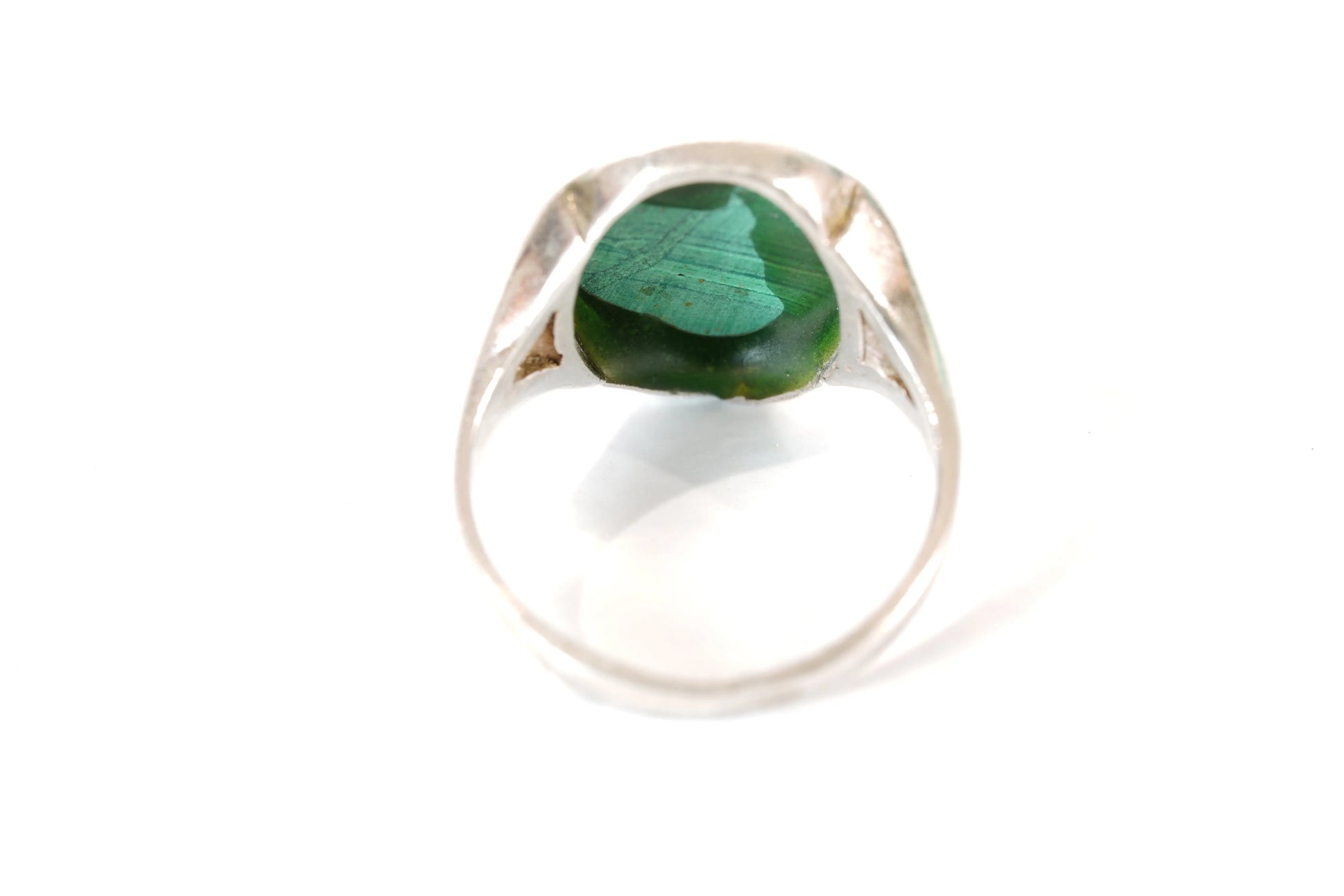 Chevalière en Argent avec Pierre verte Ma boutique