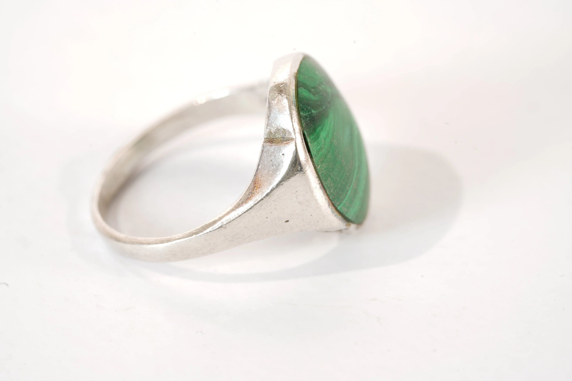 Chevalière en Argent avec Pierre verte Ma boutique