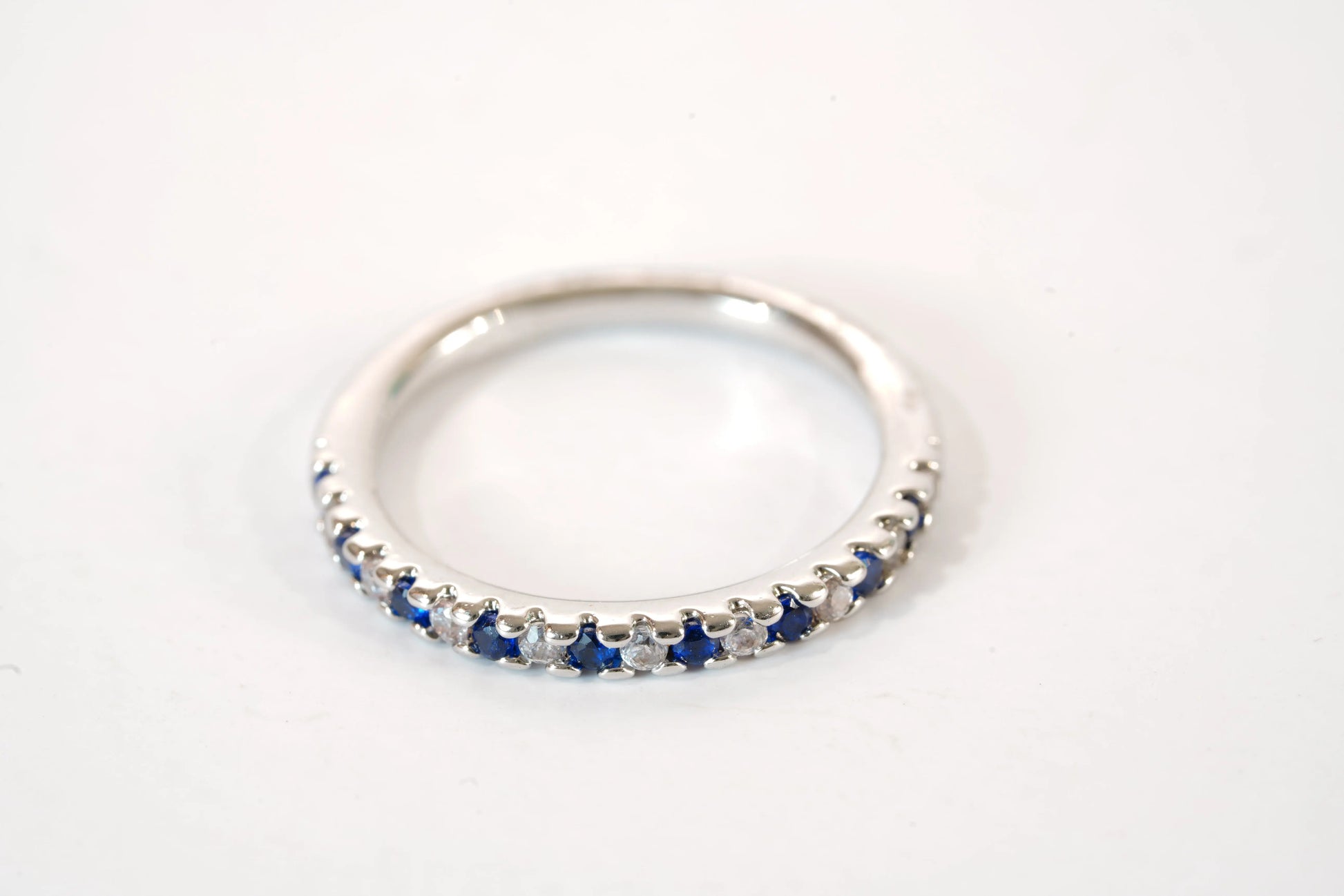 Alliance en Argent avec Pierres Bleues et Zirconium Ma boutique