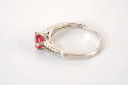 Solitaire en Argent avec Pierre rouge et pierre de Zirconium Ma boutique