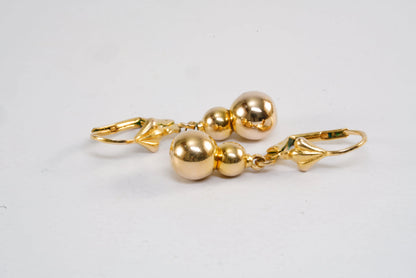 Boucles d'Oreilles dormeuses Plaqué Or avec boule Ma boutique