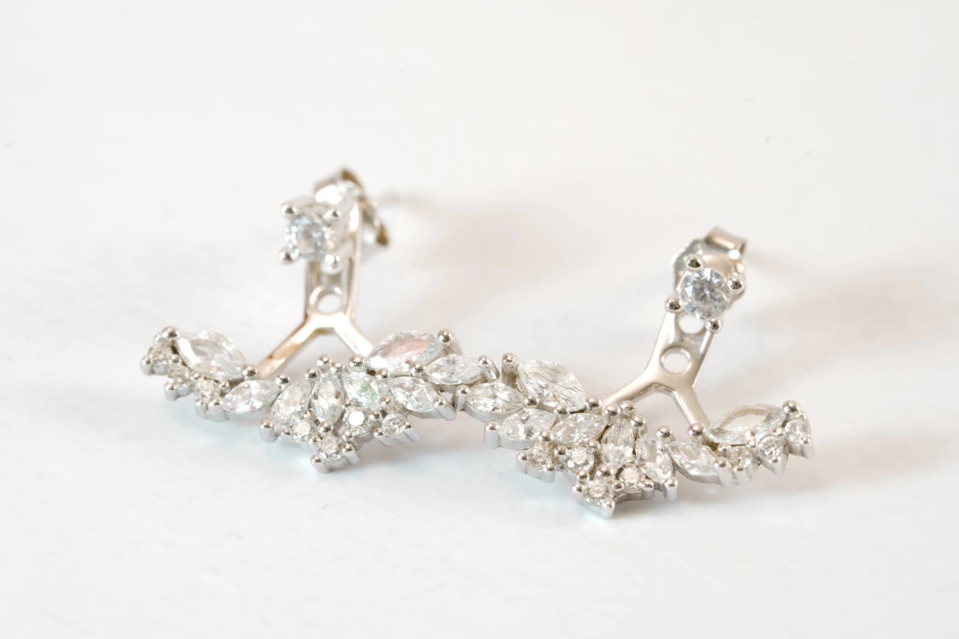 Boucles d'oreilles doubles en Argent avec pierres Zirconium Ma boutique