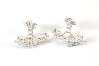 Boucles d'oreilles doubles en Argent avec pierres Zirconium Ma boutique