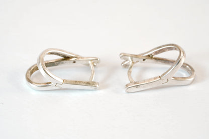 Boucles d'oreilles croisées en Argent avec petites pierres Zirconium Ma boutique
