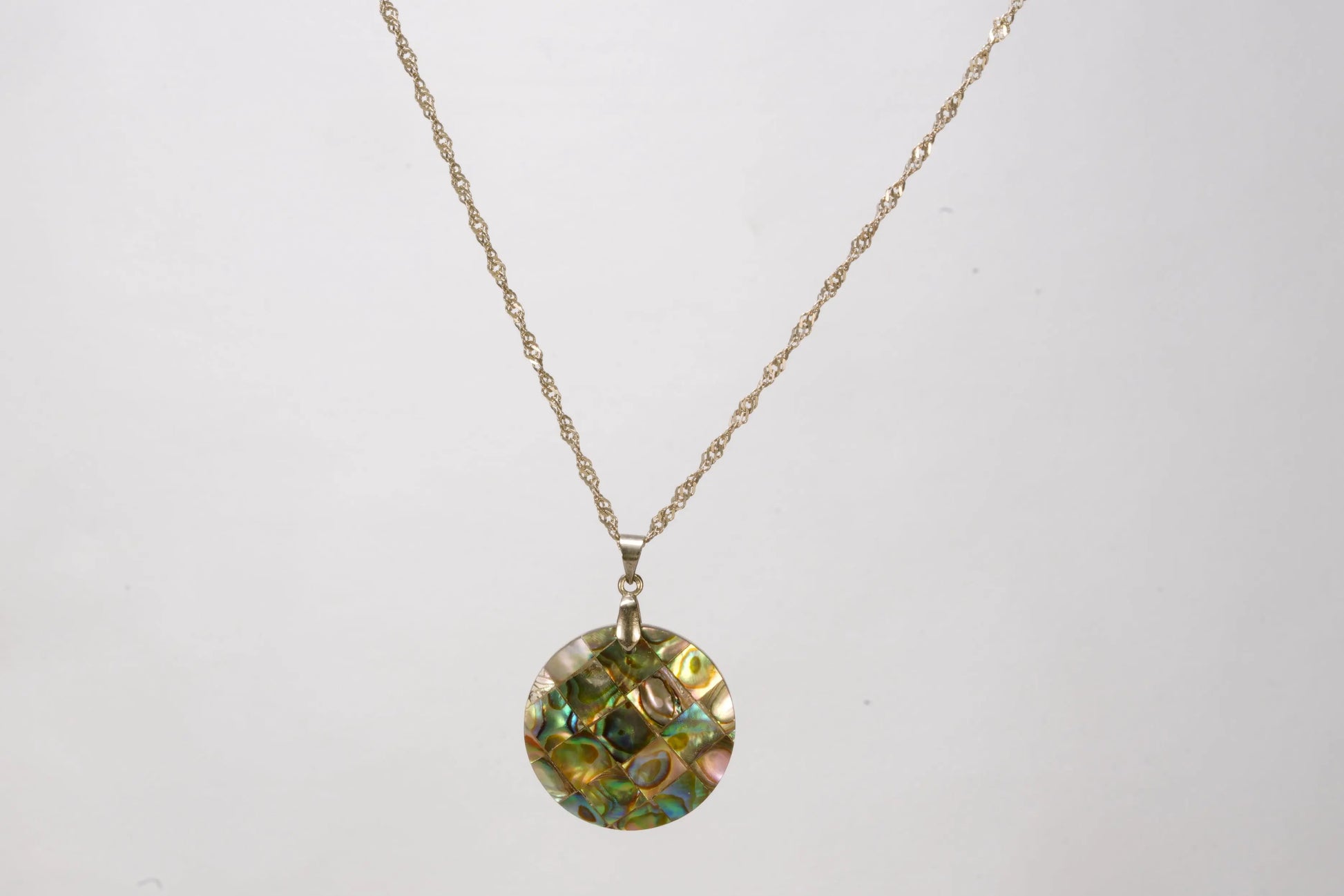 Collier en Argent avec pendentif indépendant en nacre colorée, chaîne maille corde creuse Ma boutique