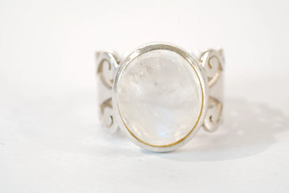Bague anneau large en Argent avec Pierre de lune Ma boutique