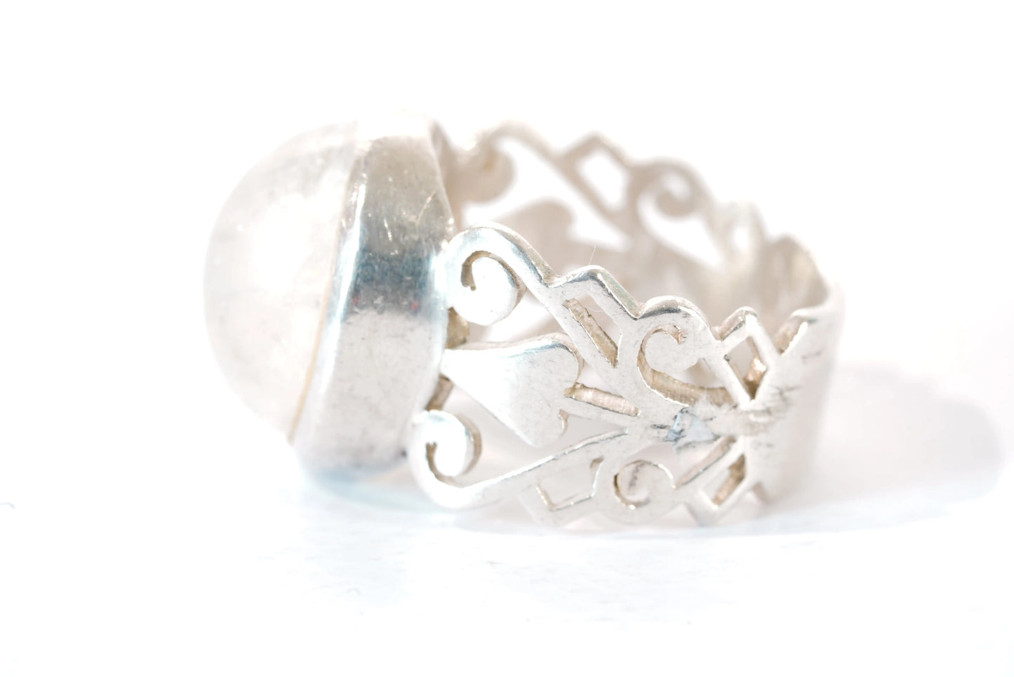 Bague anneau large en Argent avec Pierre de lune Ma boutique