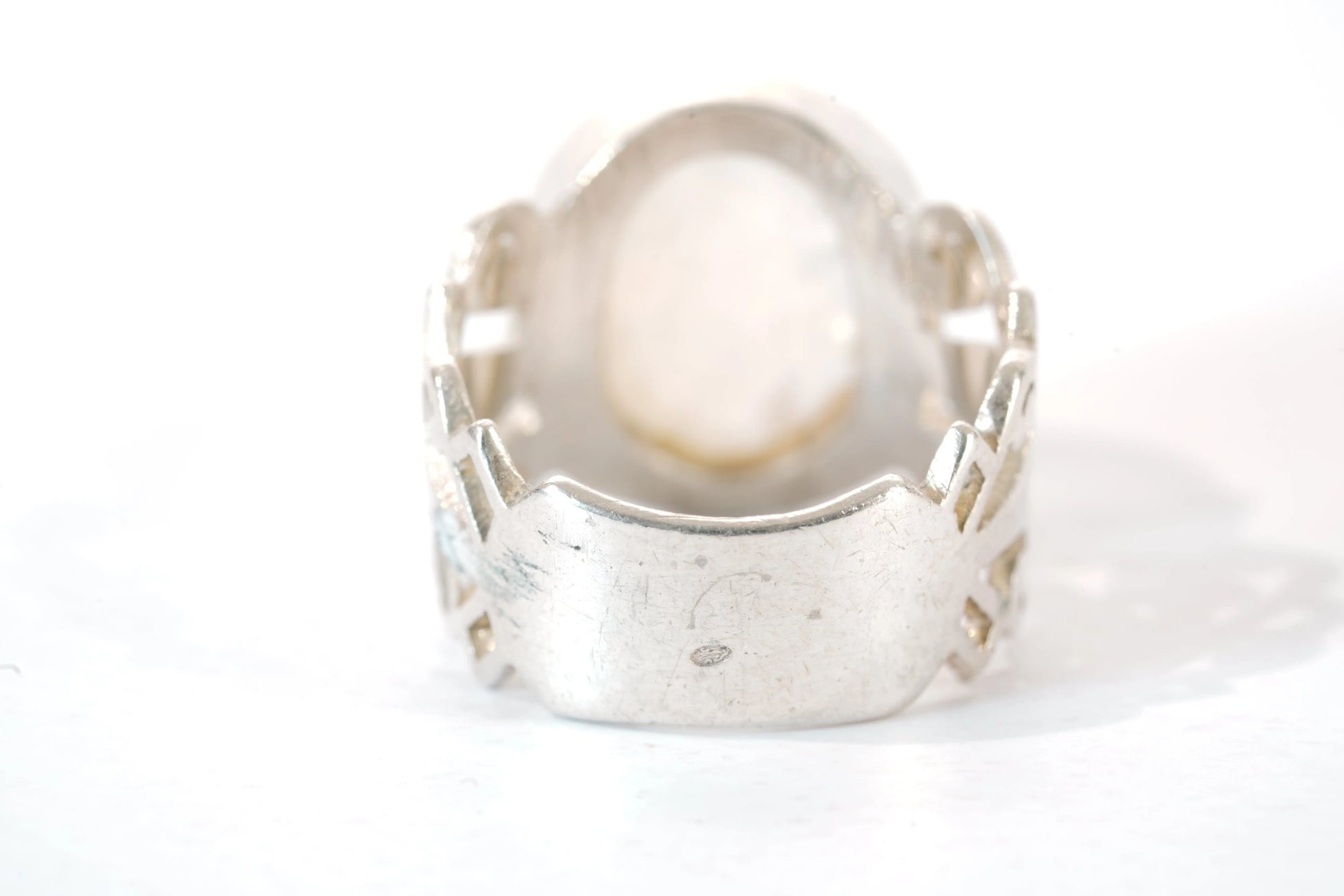 Bague anneau large en Argent avec Pierre de lune Ma boutique