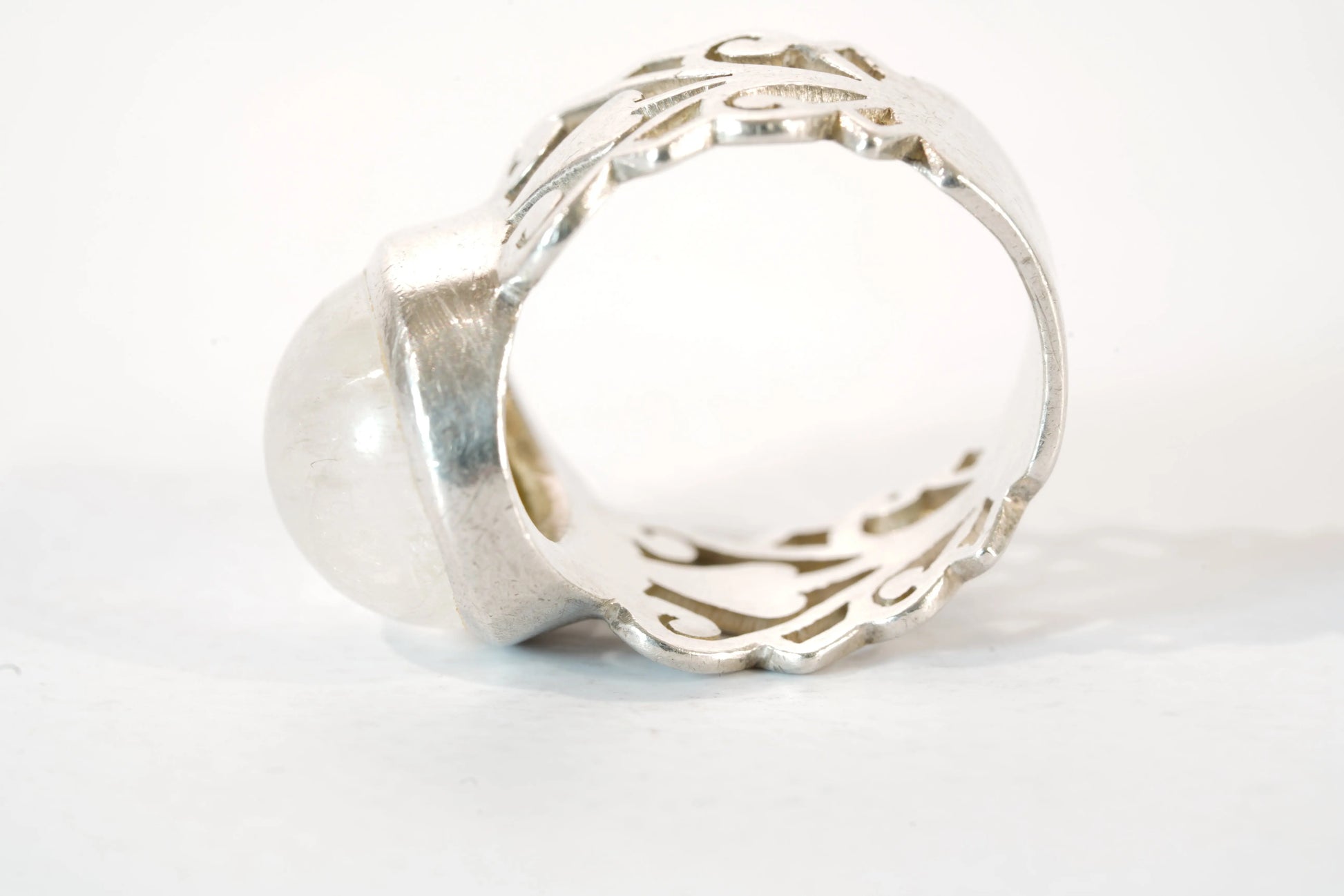 Bague anneau large en Argent avec Pierre de lune Ma boutique