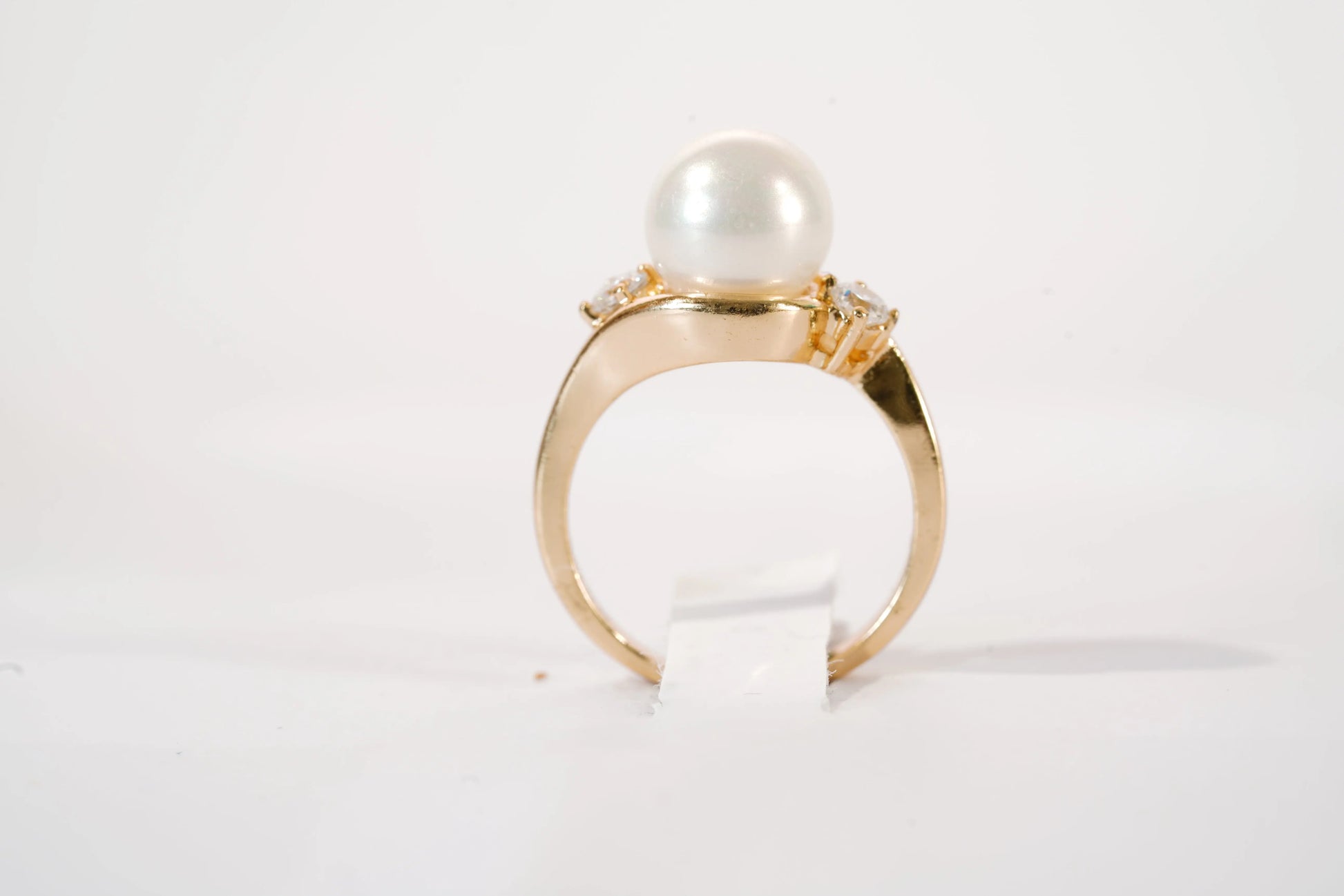 Bague en plaqué Or avec perle d'imitation et Zirconium Ma boutique