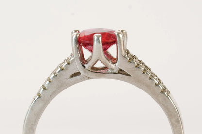 Solitaire en Argent avec Pierre rouge et pierre de Zirconium Ma boutique