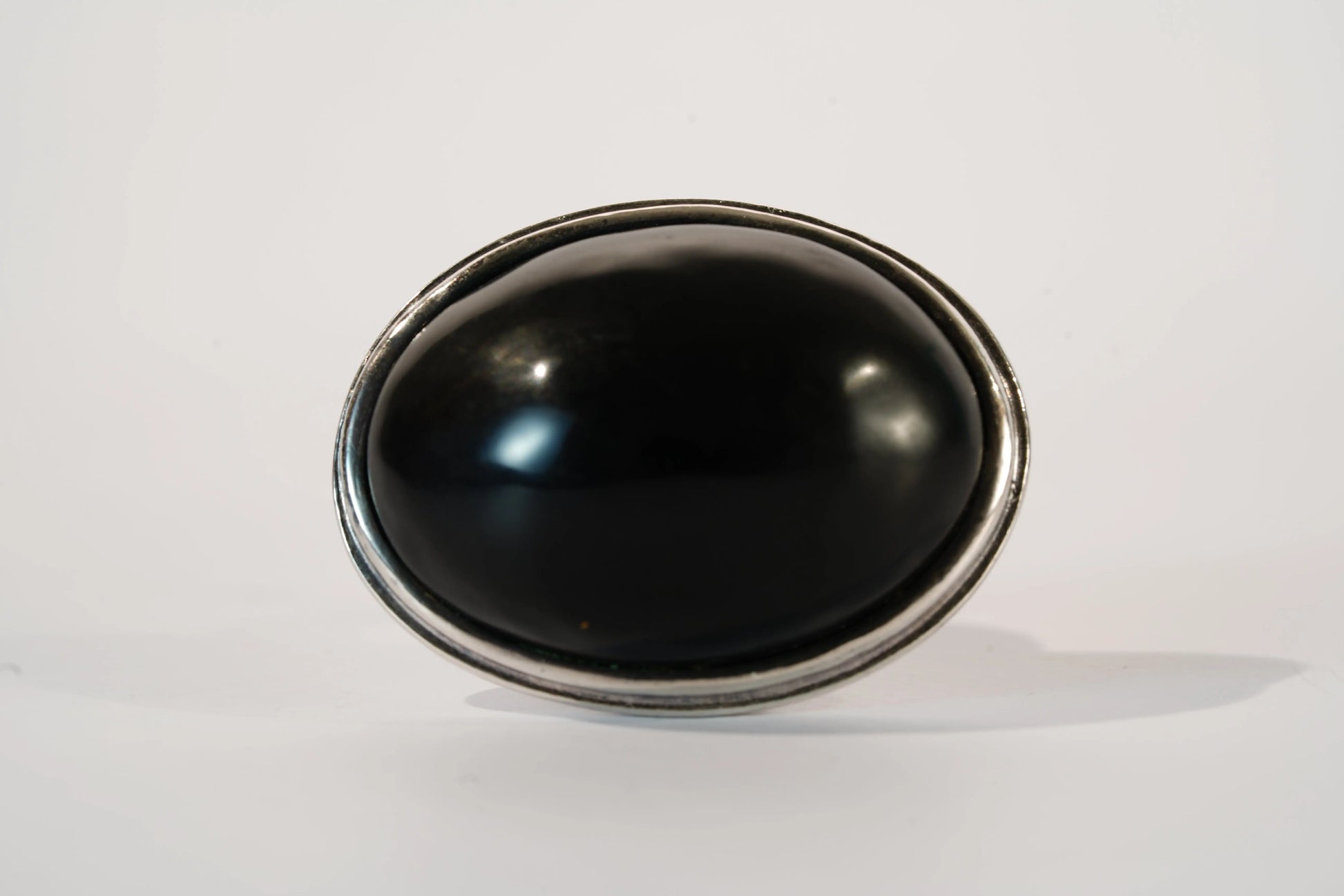 Bague large en Argent avec pierre noire Ma boutique