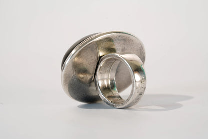 Bague large en Argent avec pierre noire Ma boutique