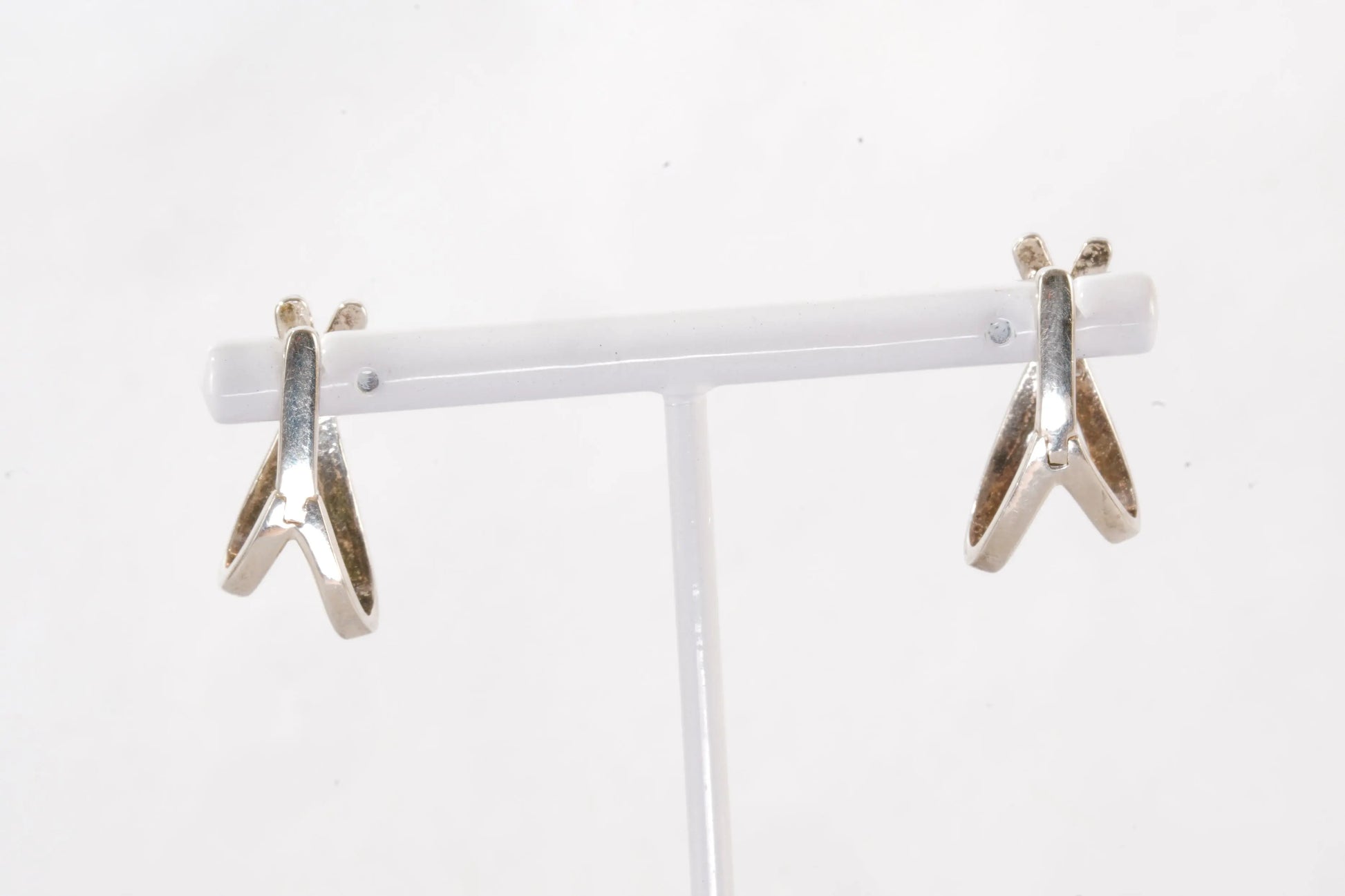 Boucles d'oreilles croisées en Argent avec petites pierres Zirconium Ma boutique