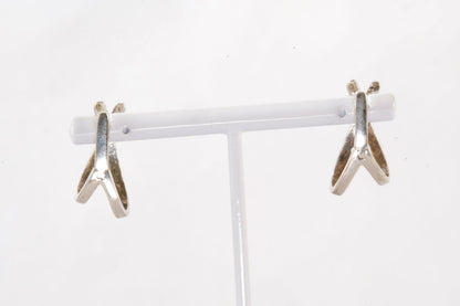 Boucles d'oreilles croisées en Argent avec petites pierres Zirconium Ma boutique