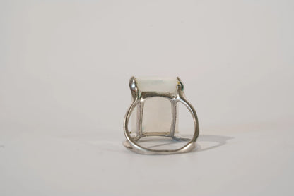 Bague fine en Argent avec large Pierre de Lune Ma boutique
