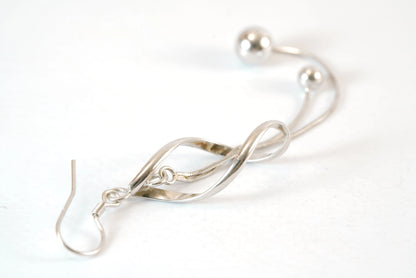 Boucles d'oreilles en Argent avec anneau torsadé autour de 2 fils Ma boutique