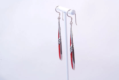 Boucles d'oreilles pendantes en Argent avec pierres imitation Corail Ma boutique