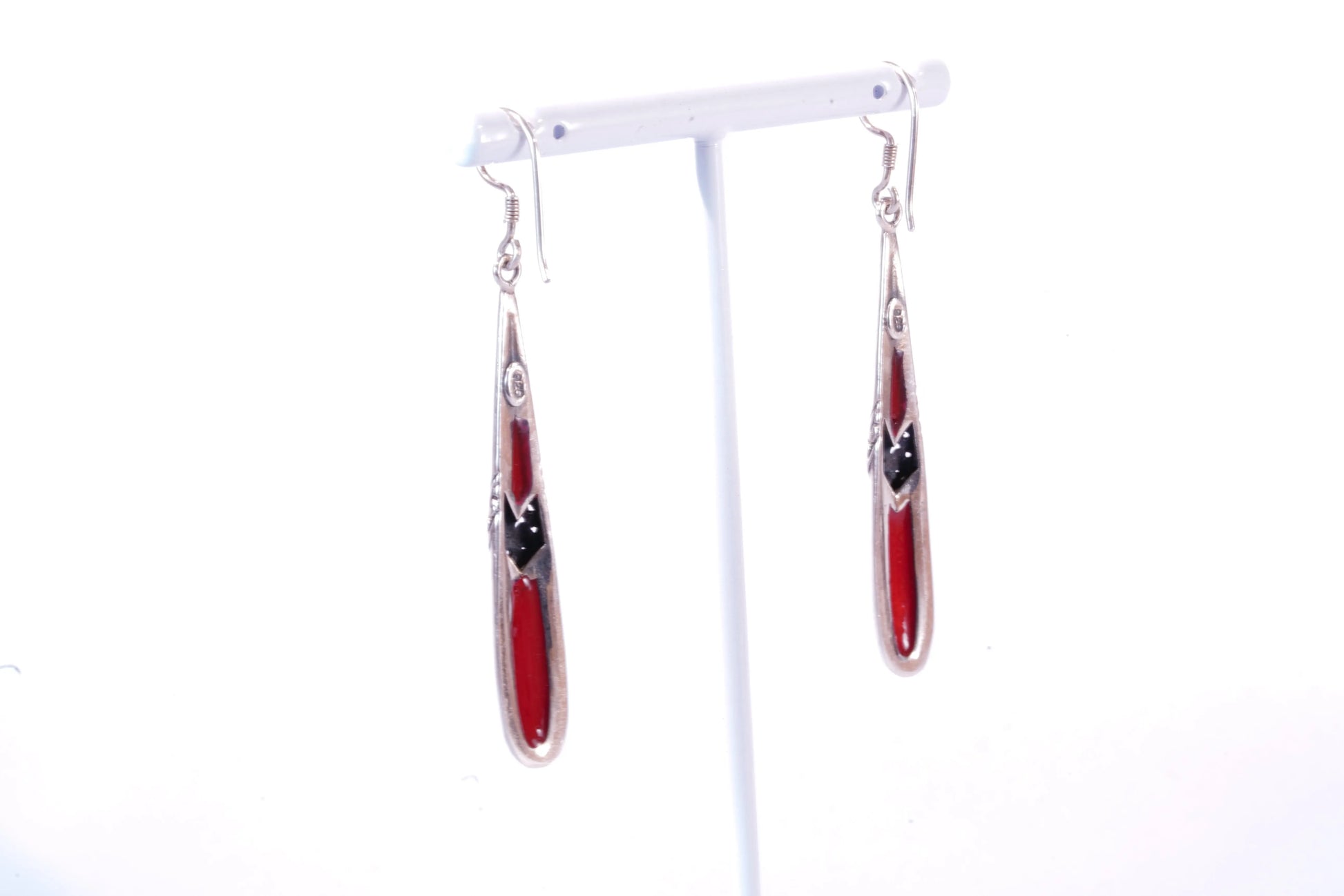 Boucles d'oreilles pendantes en Argent avec pierres imitation Corail Ma boutique