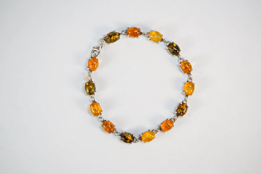 Bracelet en Argent avec pierres Ambre colorées Ma boutique