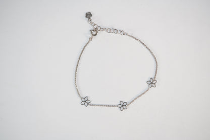 Bracelet en Argent chaine avec fleurs Ma boutique