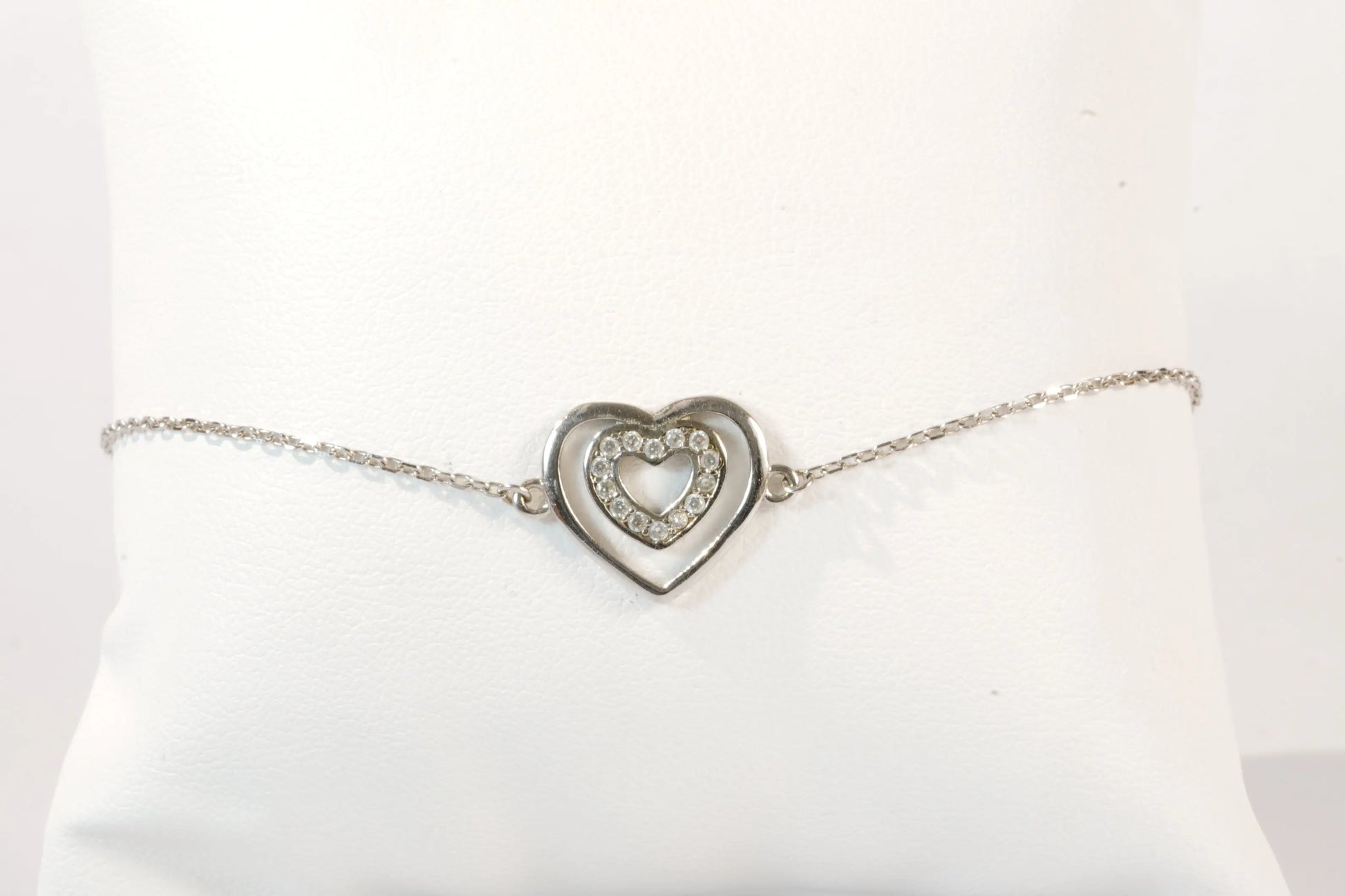 Bracelet en Argent avec pendentif coueur avec pierres Zirconium chaîne maille forçat Ma boutique
