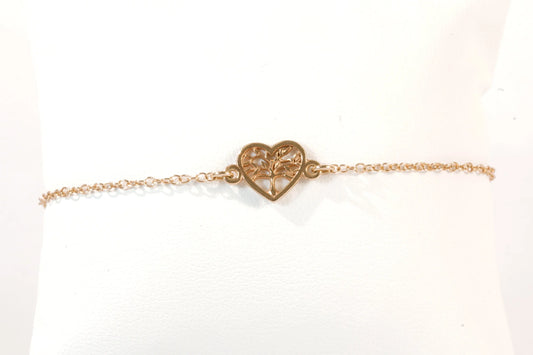 Bracelet fin en Plqué Or avec pendentif coeur et arbre de vie Ma boutique