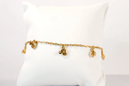 Bracelet fin en Plaqué Or avec petits pendentifs éléphants Ma boutique