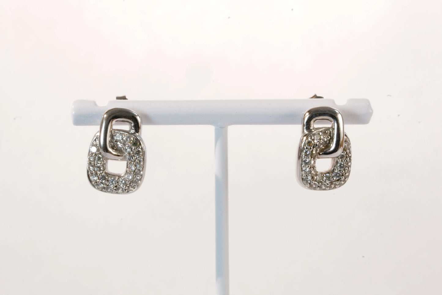 Boucles d'oreilles carrées en Argent avec pierres de Zirconium Ma boutique