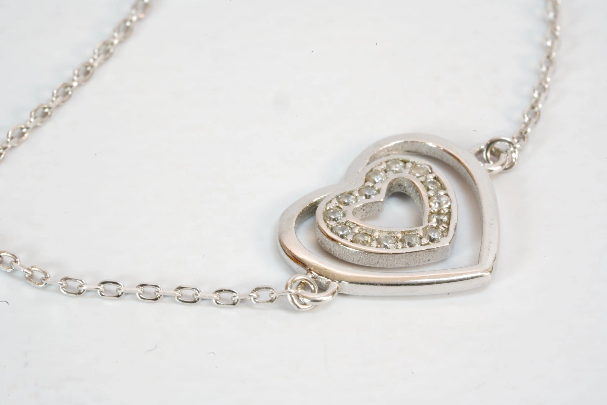 Bracelet en Argent avec pendentif coueur avec pierres Zirconium chaîne maille forçat Ma boutique