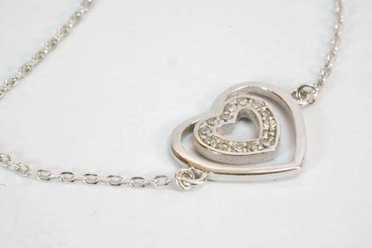 Bracelet en Argent avec pendentif coueur avec pierres Zirconium chaîne maille forçat Ma boutique