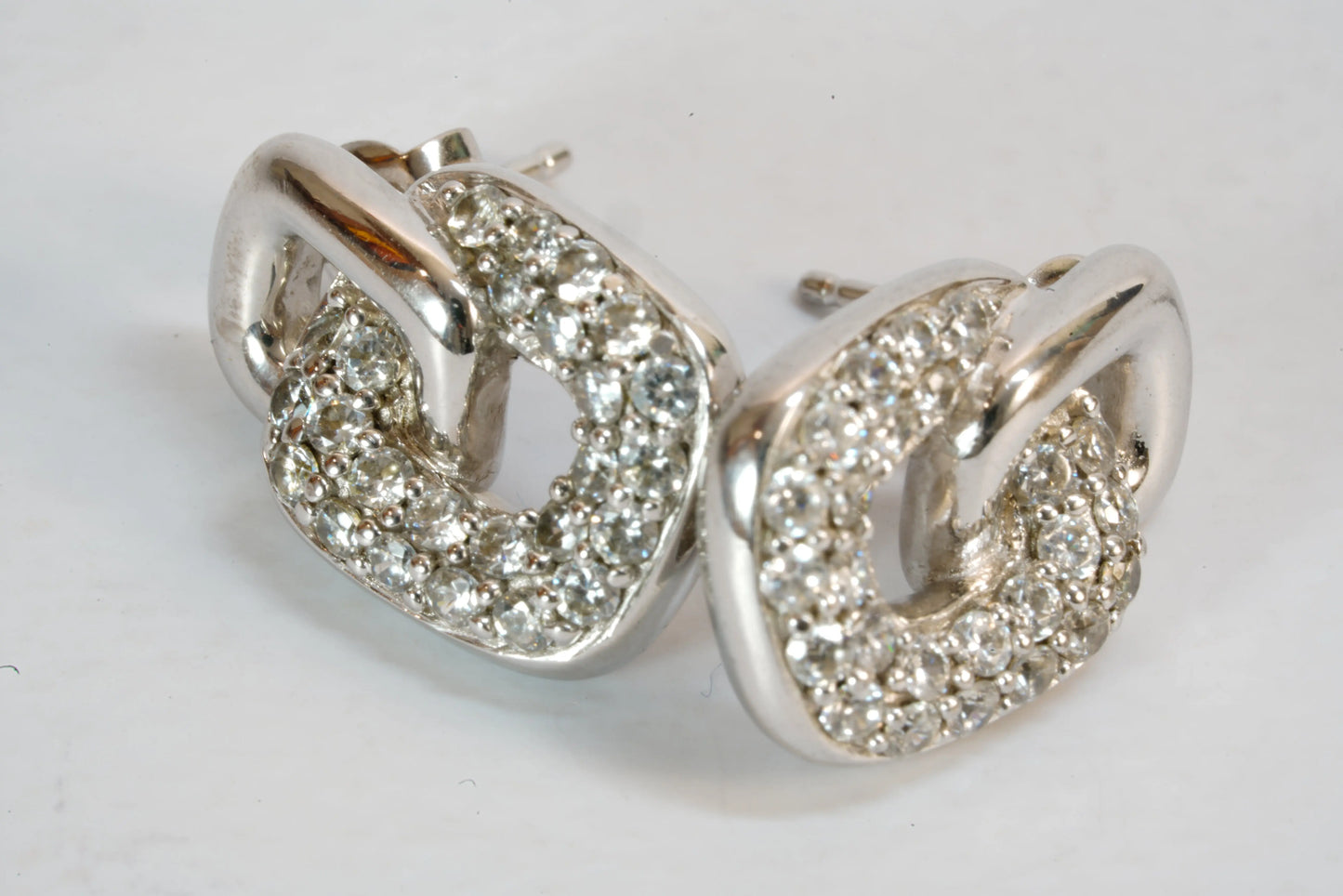 Boucles d'oreilles carrées en Argent avec pierres de Zirconium Ma boutique