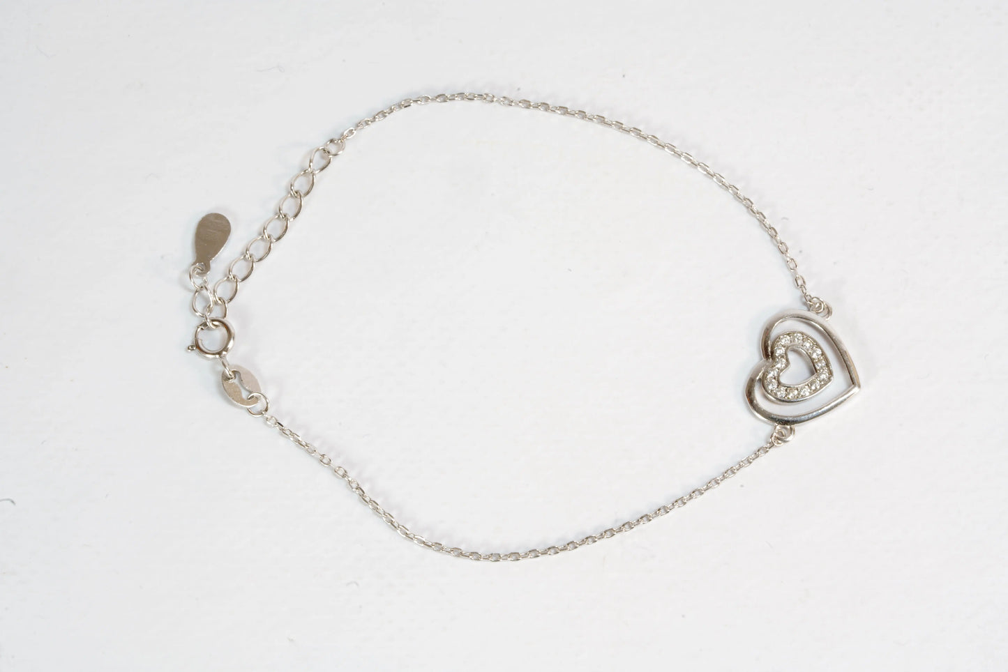 Bracelet en Argent avec pendentif coueur avec pierres Zirconium chaîne maille forçat Ma boutique