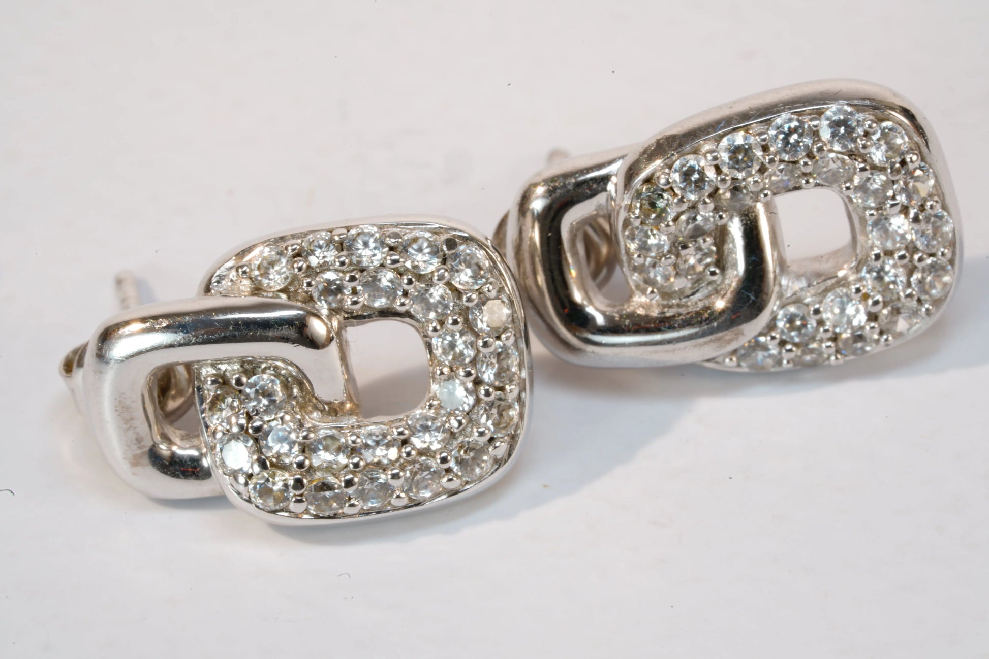 Boucles d'oreilles carrées en Argent avec pierres de Zirconium Ma boutique