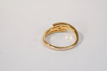 Bague croisée en plaqué Or avec pierres Zirconium Ma boutique