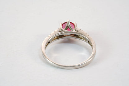 Solitaire en Argent avec Pierre rouge et pierre de Zirconium Ma boutique