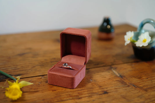 Boîtes à Bague aspect suédine couleur terracotta Max & Lucie