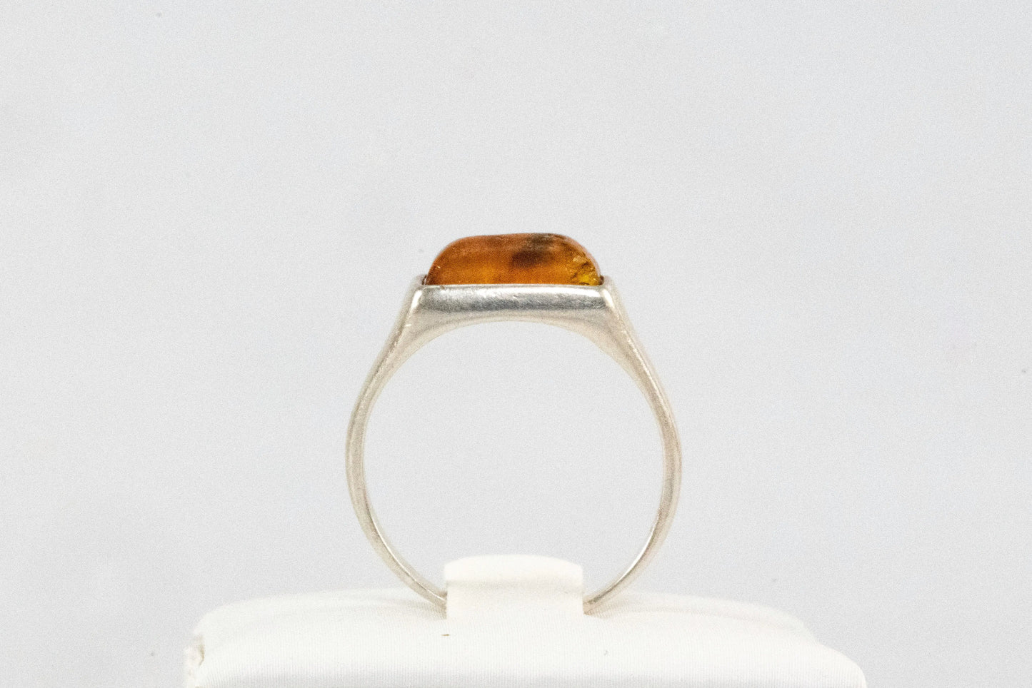 Bague en Argent avec pierre Ambre orange Ma boutique