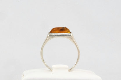 Bague en Argent avec pierre Ambre orange Ma boutique