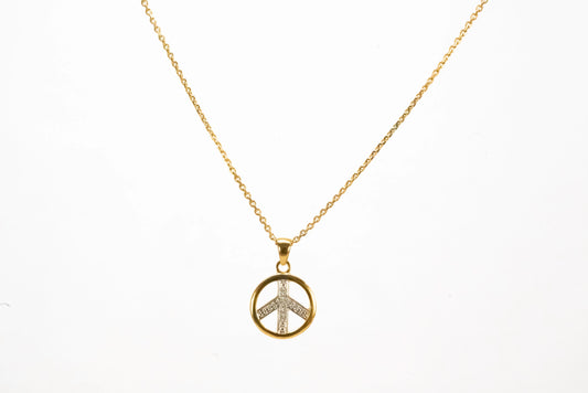 Collier en Plaqué Or avec pendentif symbole Peace incrusté de pierres de Zirconium Ma boutique